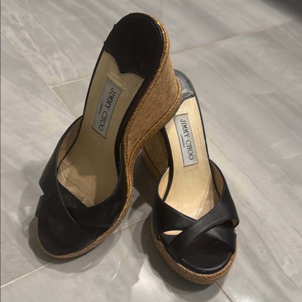 Jimmy Choo Black Wedge Shoes Sleek Design